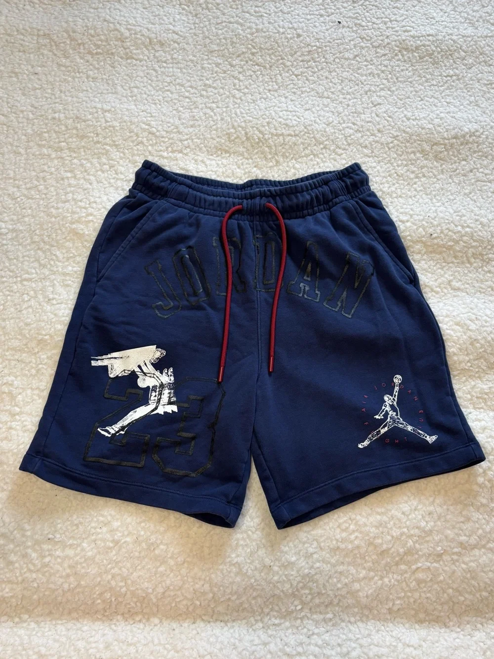 Jordan Men Navy Blue Graphic Essentials Fleece Shorts